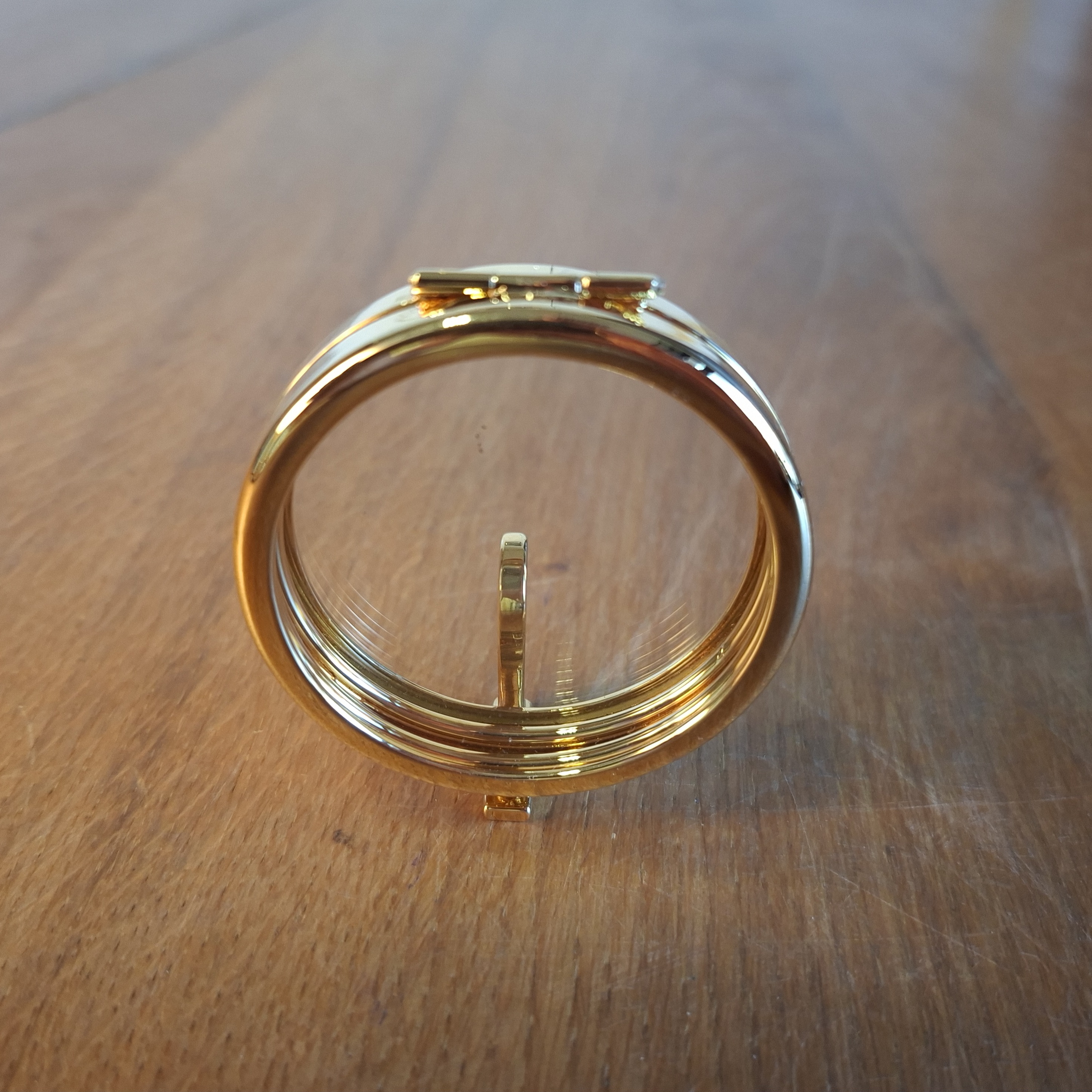 Lunule en laiton doré et verre 53mm de diamètre