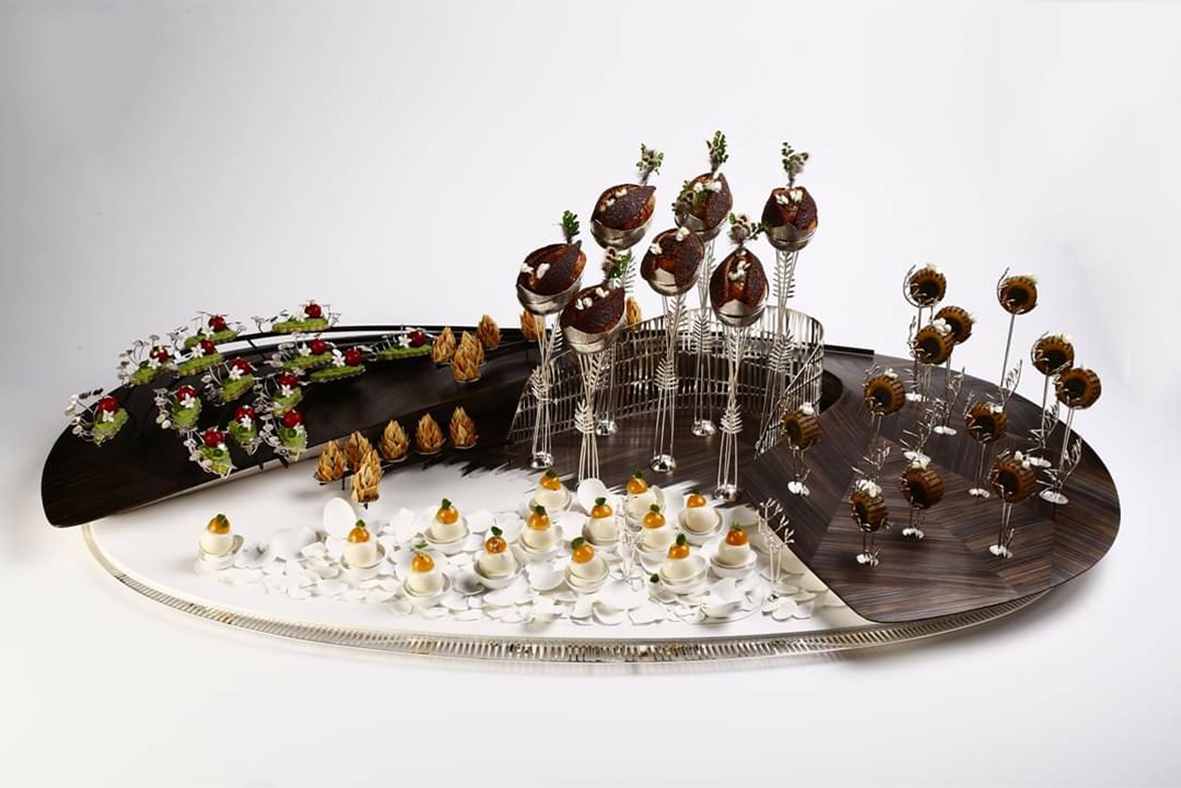 Pièces d'orfèvrerie pour le plateau de Davy Tissot, candidat au Bocuse d'Or Europe 2020