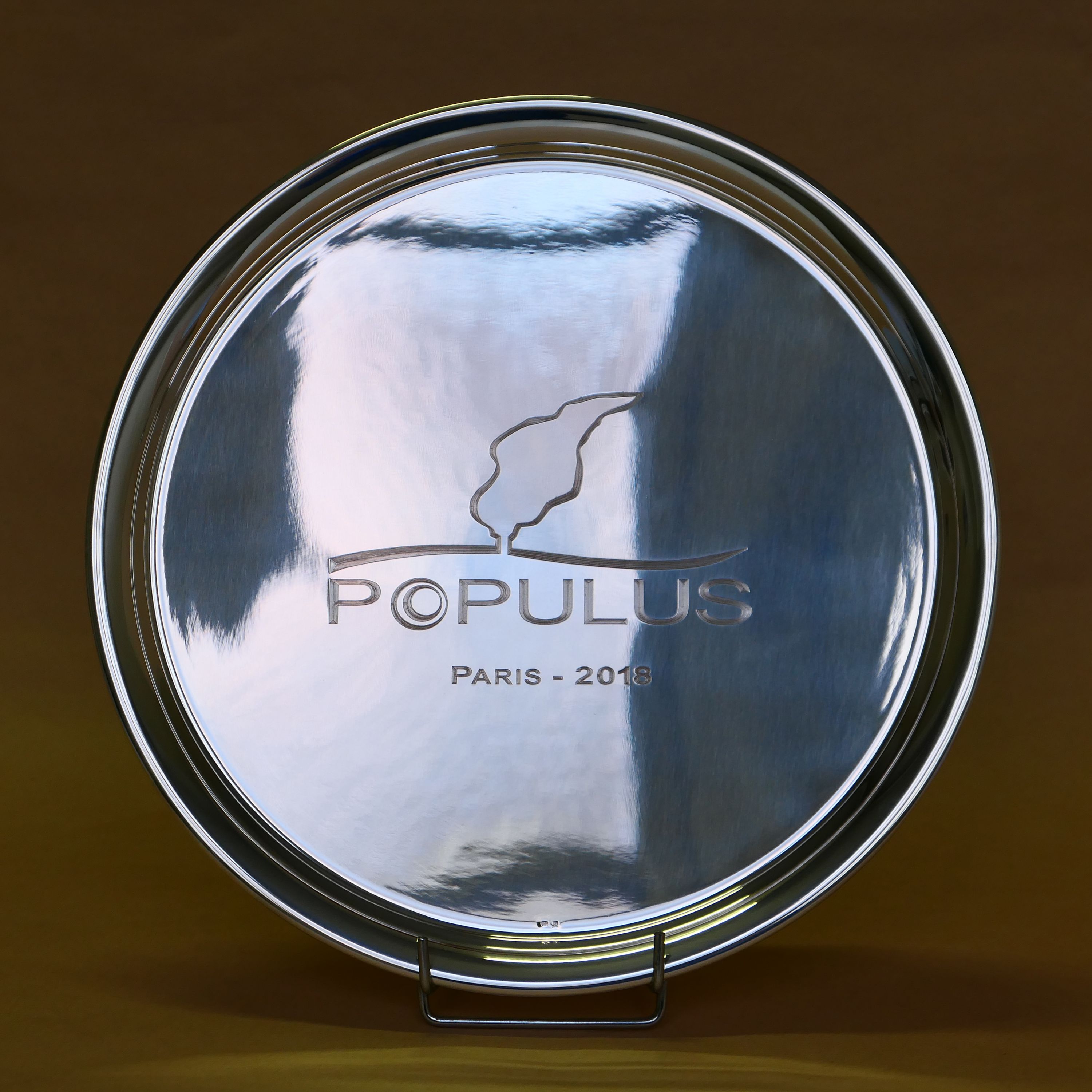 Plateau limonadier en métal argenté gravé