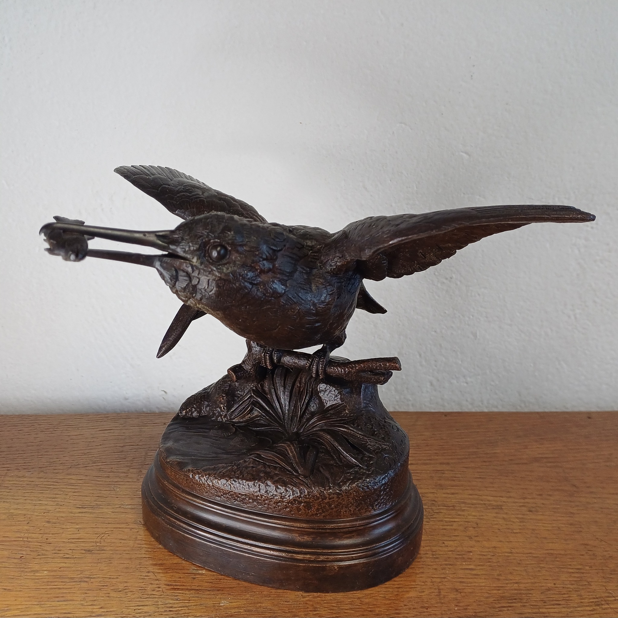 Petit bronze "Martin pêcheur" par A. Dubucand après restauration - Collection particulière