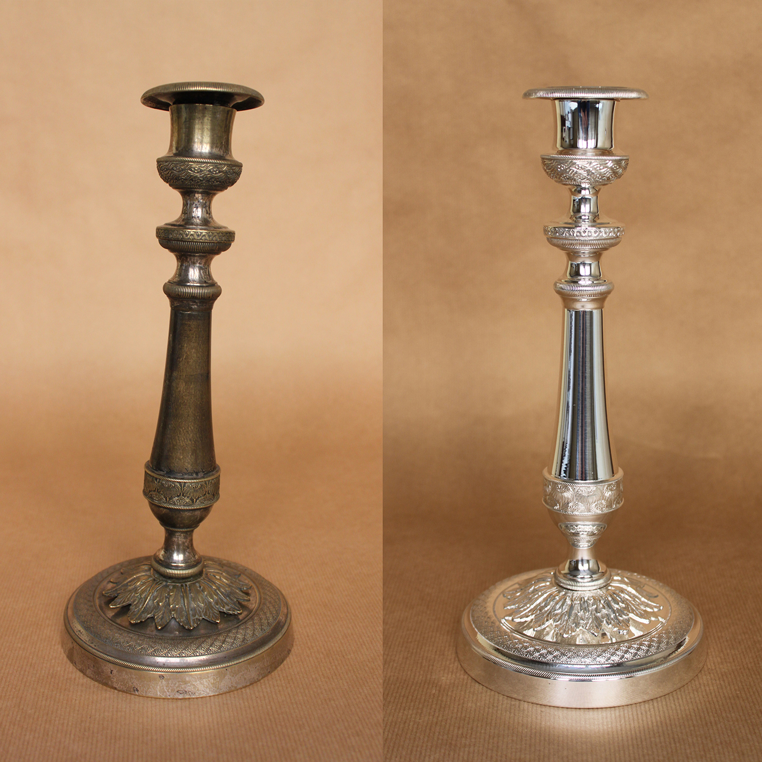 Flambeau Empire en métal argenté - Collection particulière